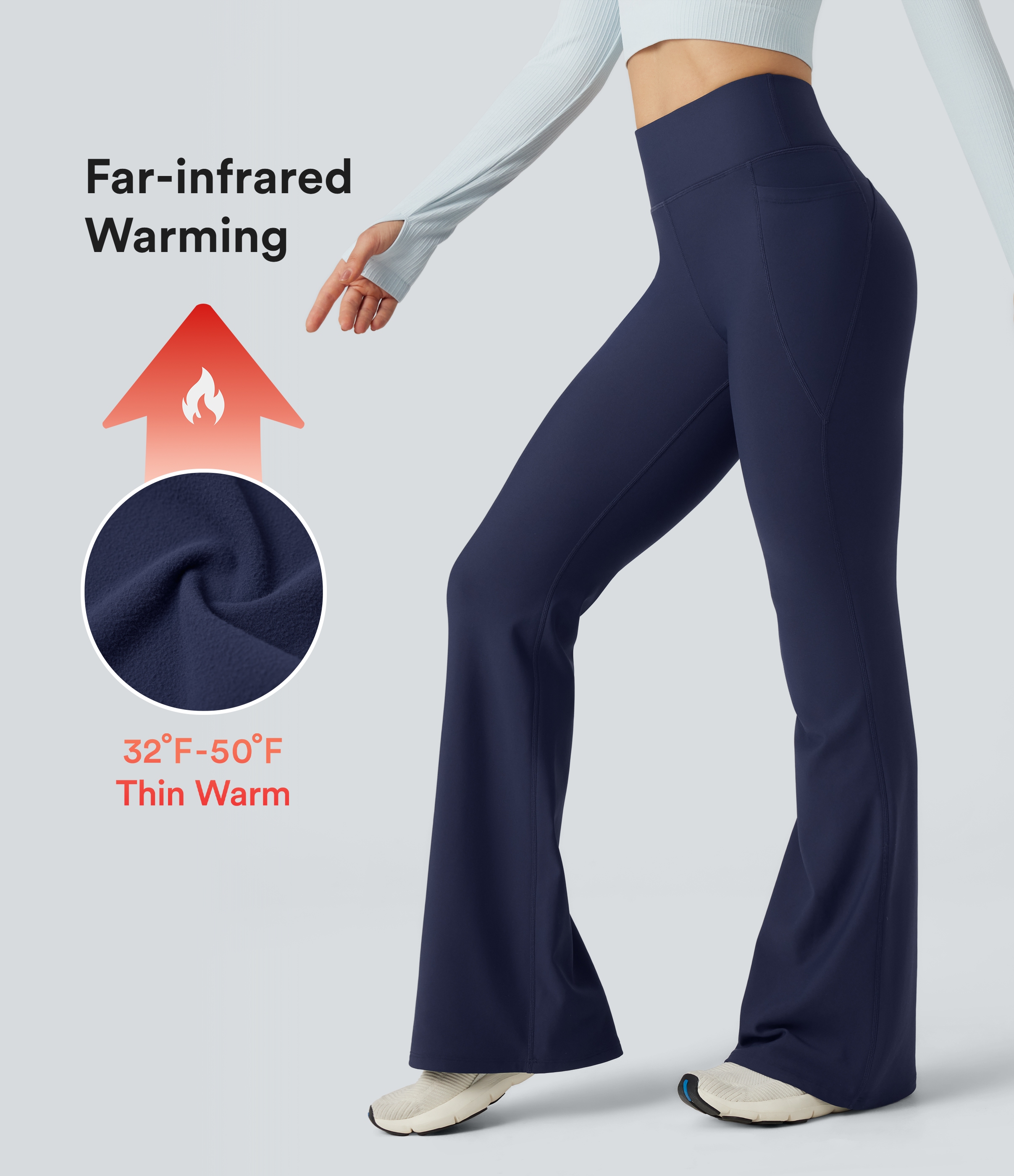 High Waisted Scrunch Fleece Yoga Flare Pants with Pockets