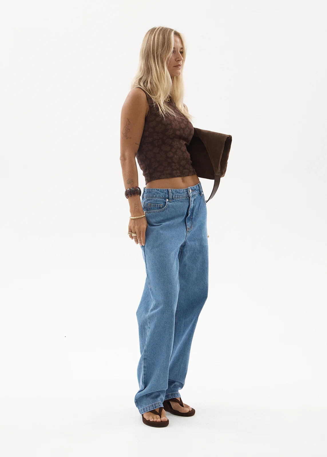 AFENDS Womens Leila - Straight Leg Jean - Worn Blue