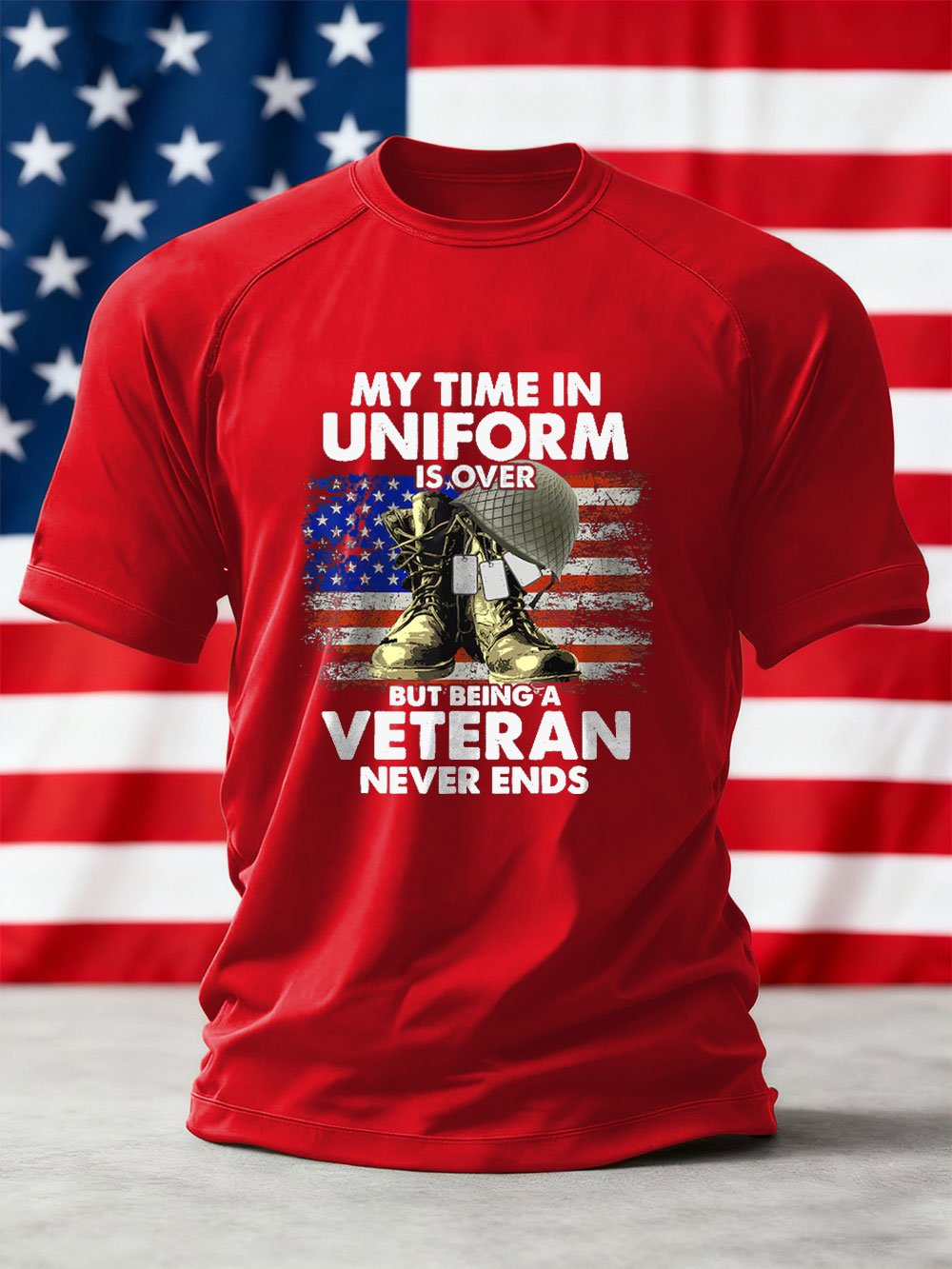 Men's Veterans Day Printed Crew Neck Short Sleeve T-Shirt