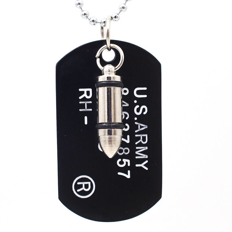 Military Brand Tag Long Necklace