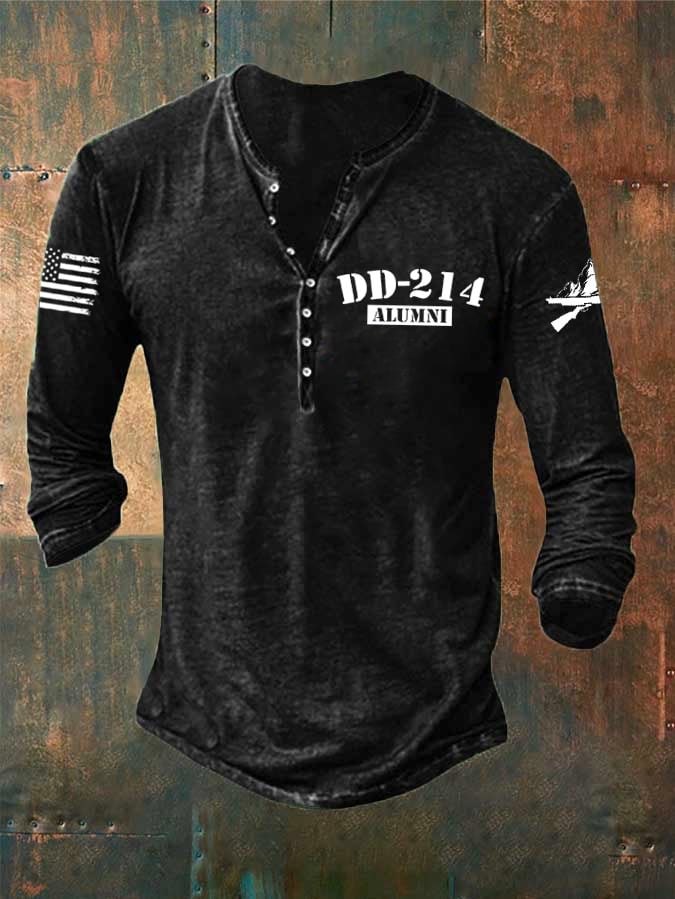 Men's Veteran Vintage Print Long Sleeve T-Shirt