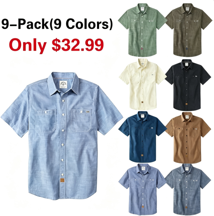 Men's Short Sleeve Chambray Shirt Regular Fit