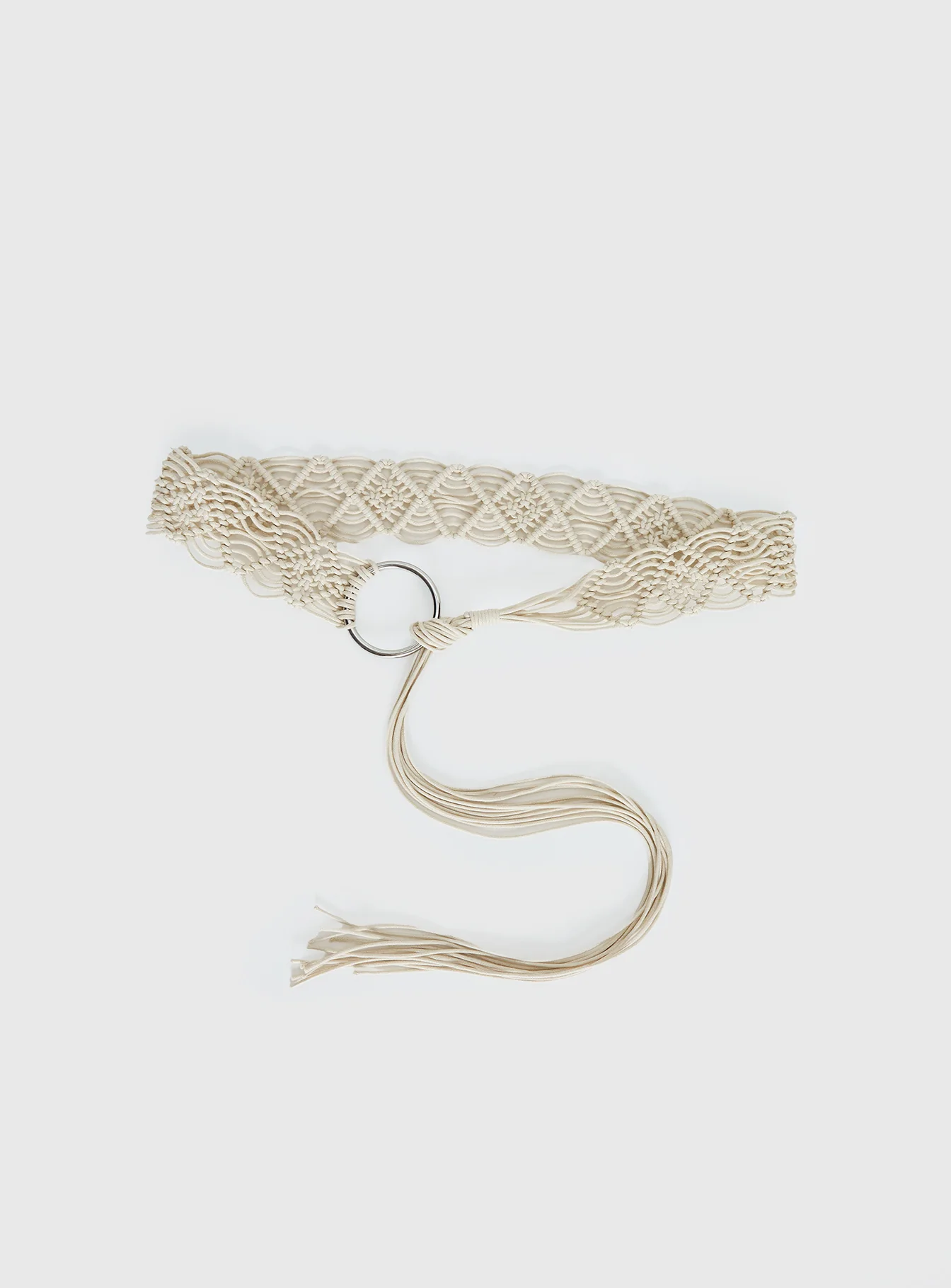 Dayten Ring Detail Crochet Belt Beige