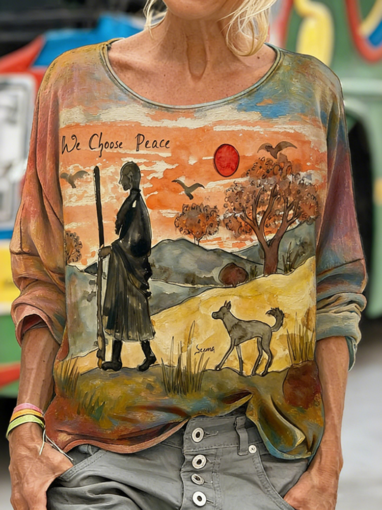 We Choose Peace And Walk For Peace Watercolor T Shirt