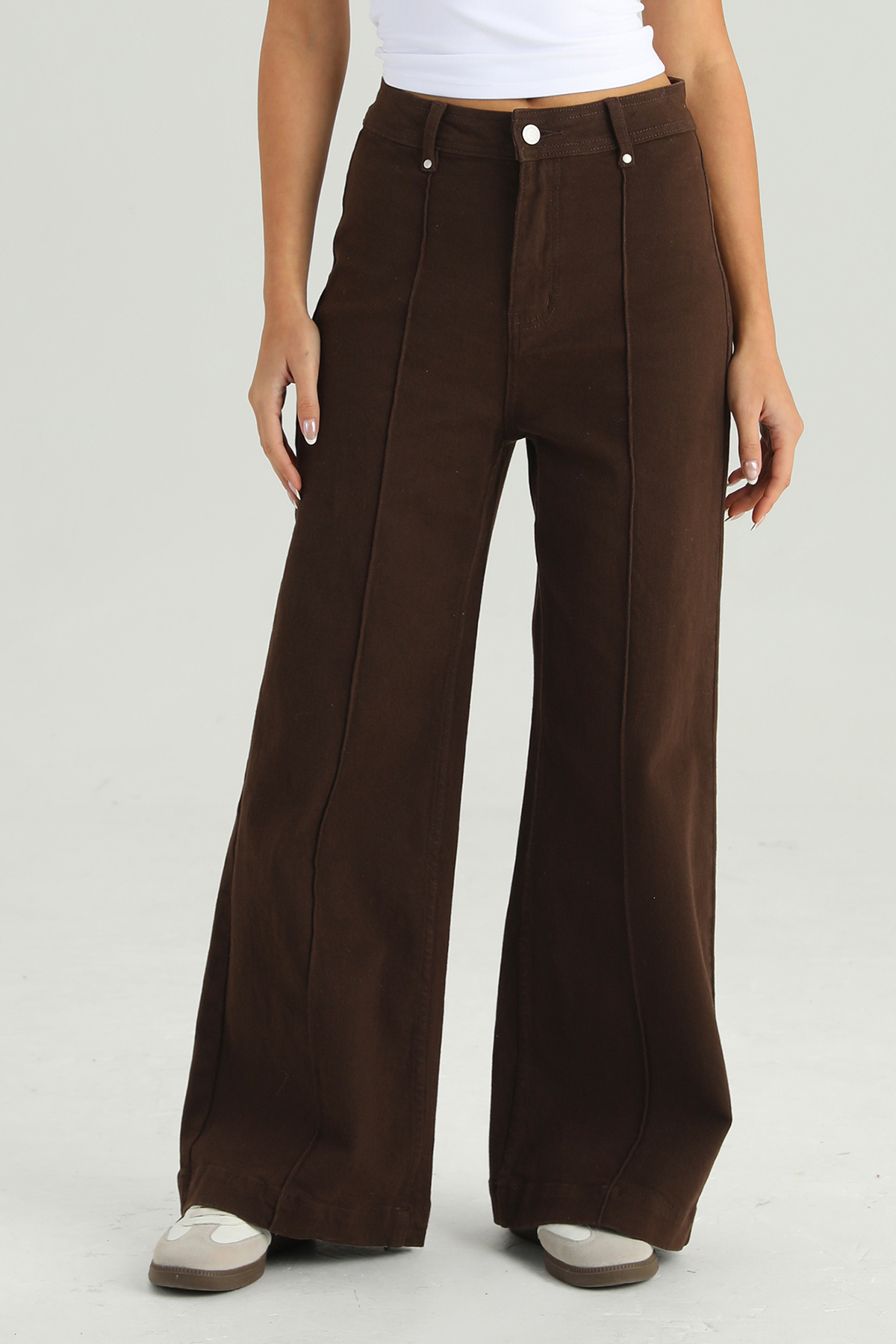 KatchMe Women's Versatile High Waist Exposed Stitches Slightly Flared Jeans, Minimalist Wide Leg Trousers, Streetwear Outfits, Cozy Fall Outfits Bottom