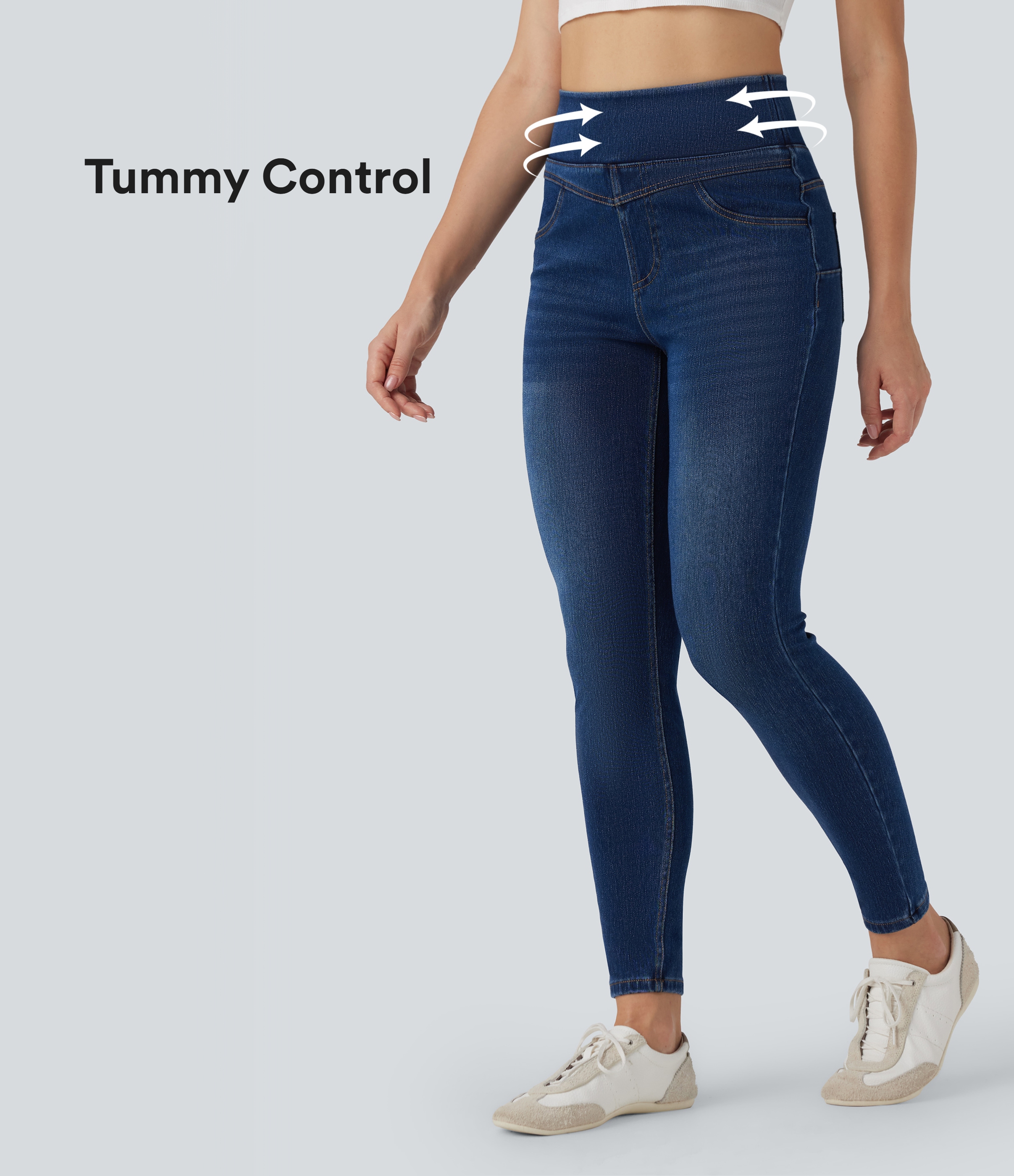 Halara Flex™ High Waisted Tummy Control Denim Casual Skinny 7/8 Leggings with Pockets