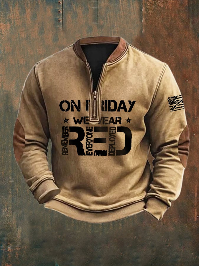 Men's On Friday We Wear Red Printed Sweatshirt