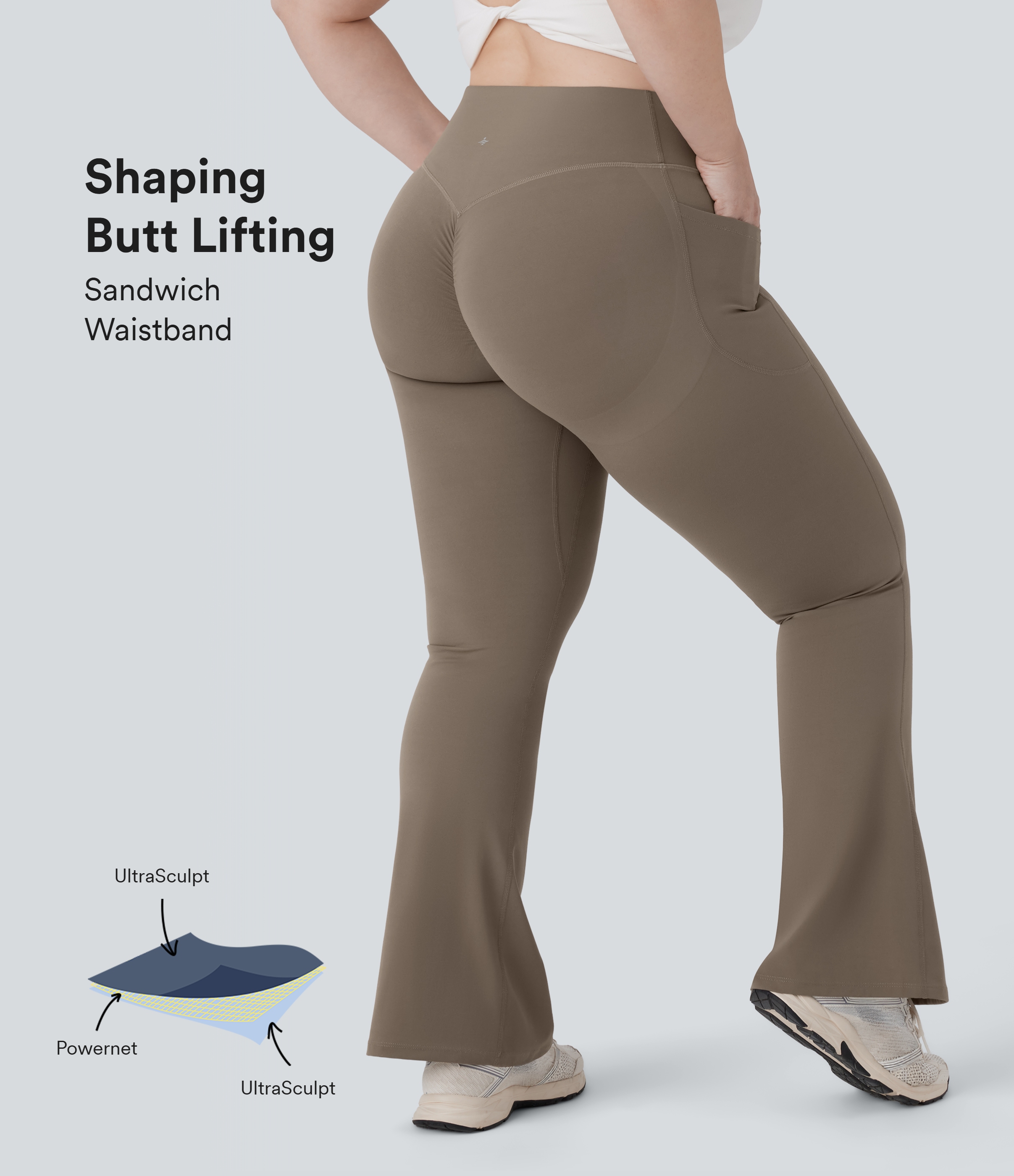 Halara UltraSculpt™ High Waisted Scrunch Butt Lifting Tummy Control Pocket Shaping Yoga Bootcut Plus Size Leggings