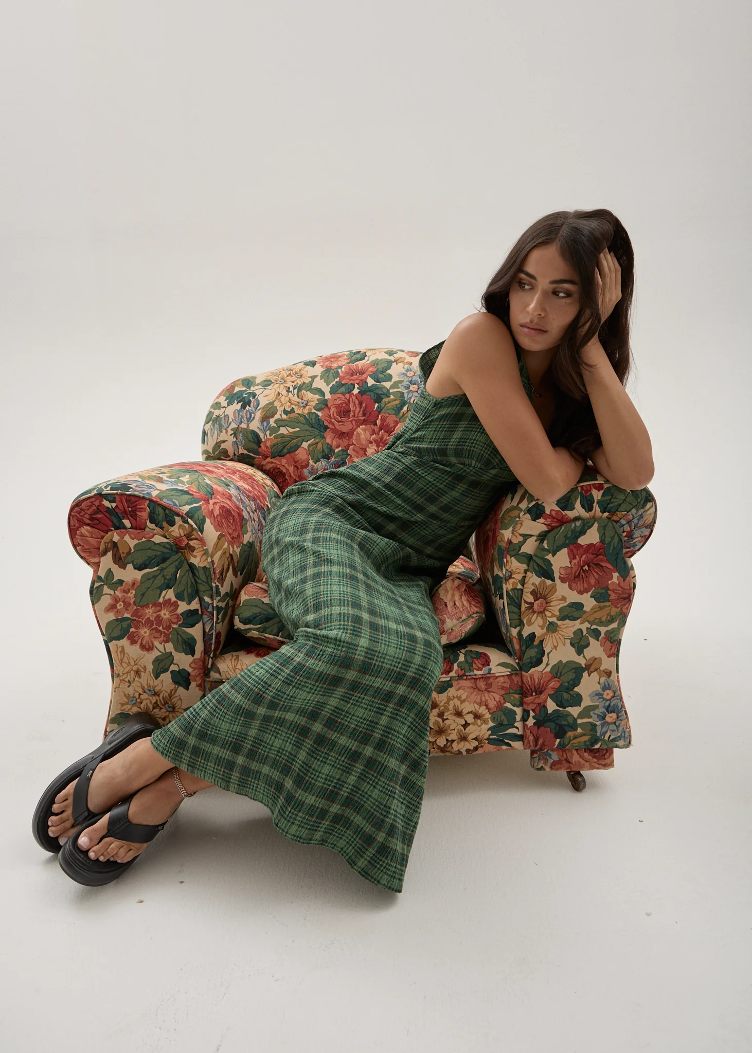 AFENDS Womens Tully - Seersucker Maxi Dress - Hunter Green