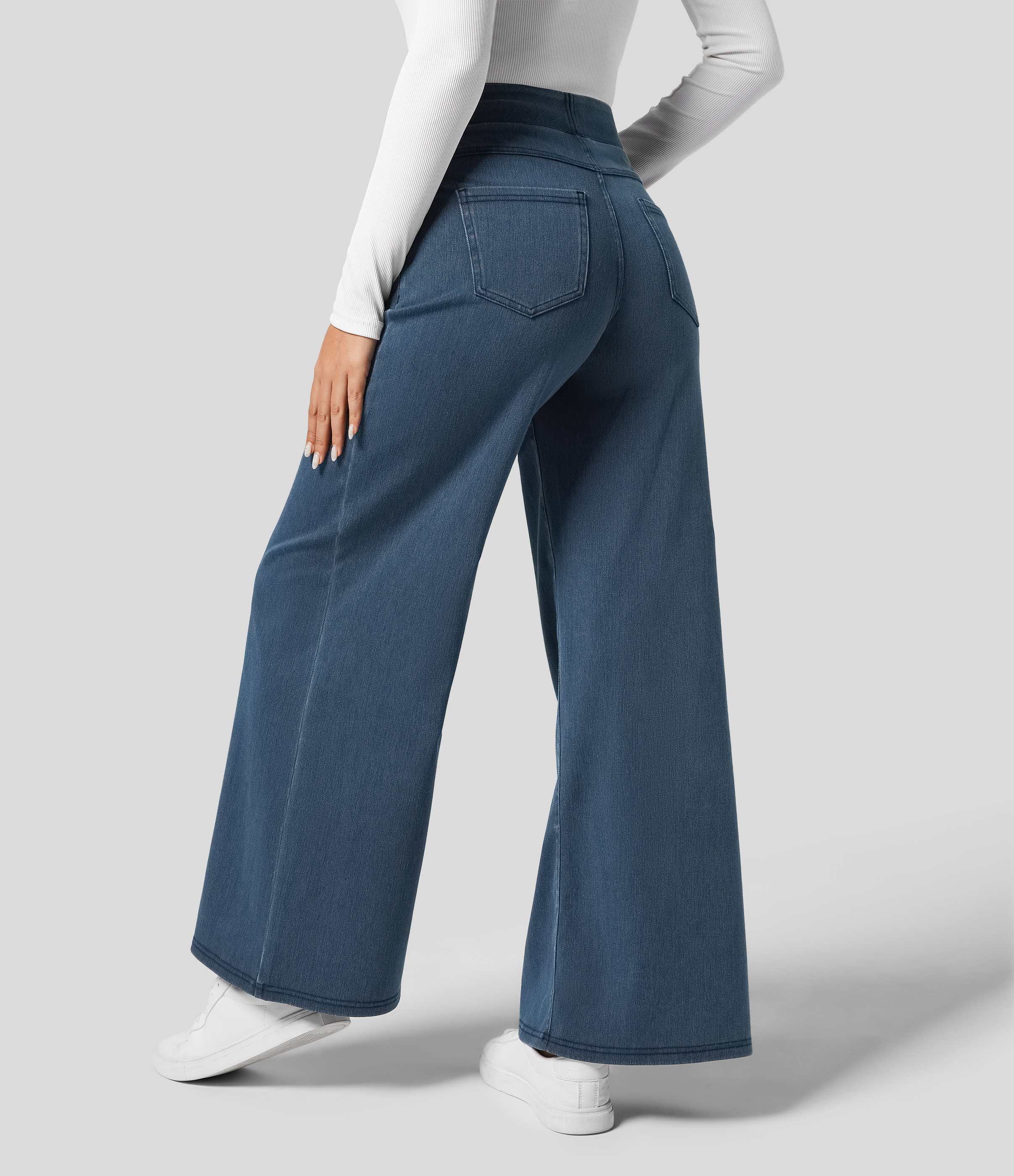 Halara Flex™ High Waisted Pockets Wide Leg Loose Work Jeans