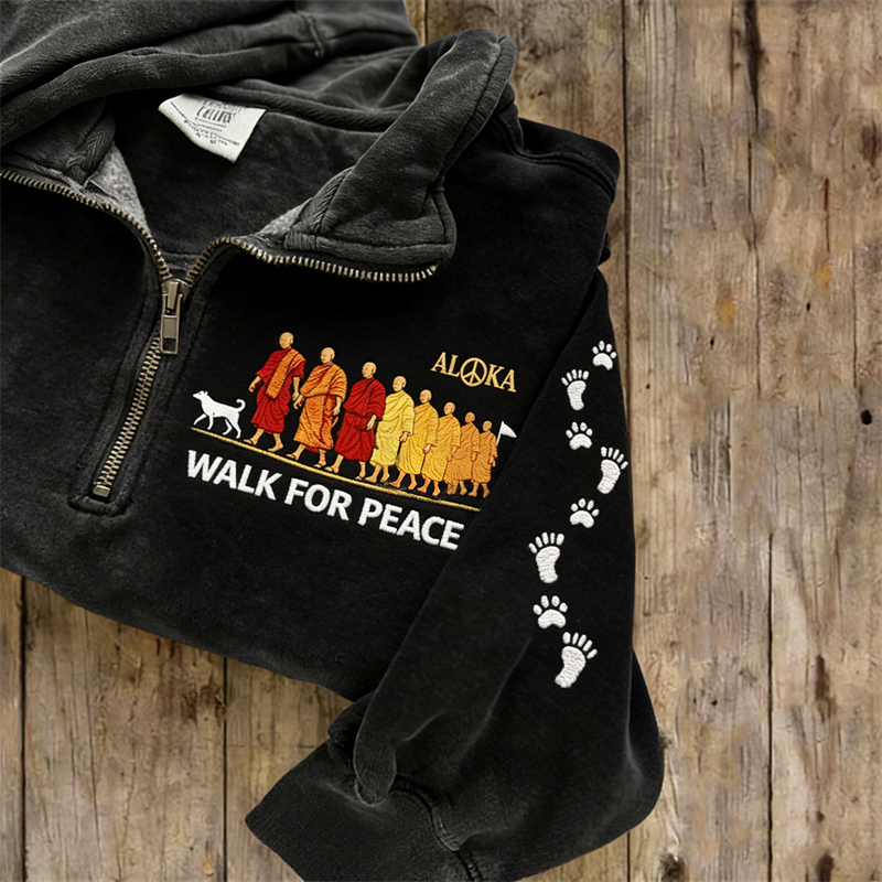 Walk For Peace Aloka Mission Journey Paw Prints Zip Up Sweatshirt