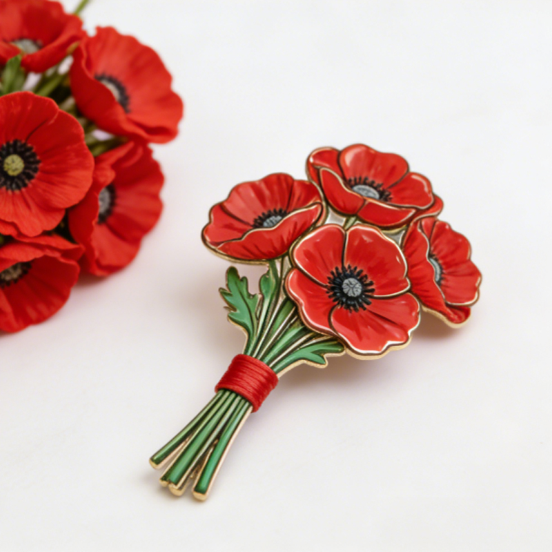 Unisex US Memorial Day Poppy Exquisite Brooch