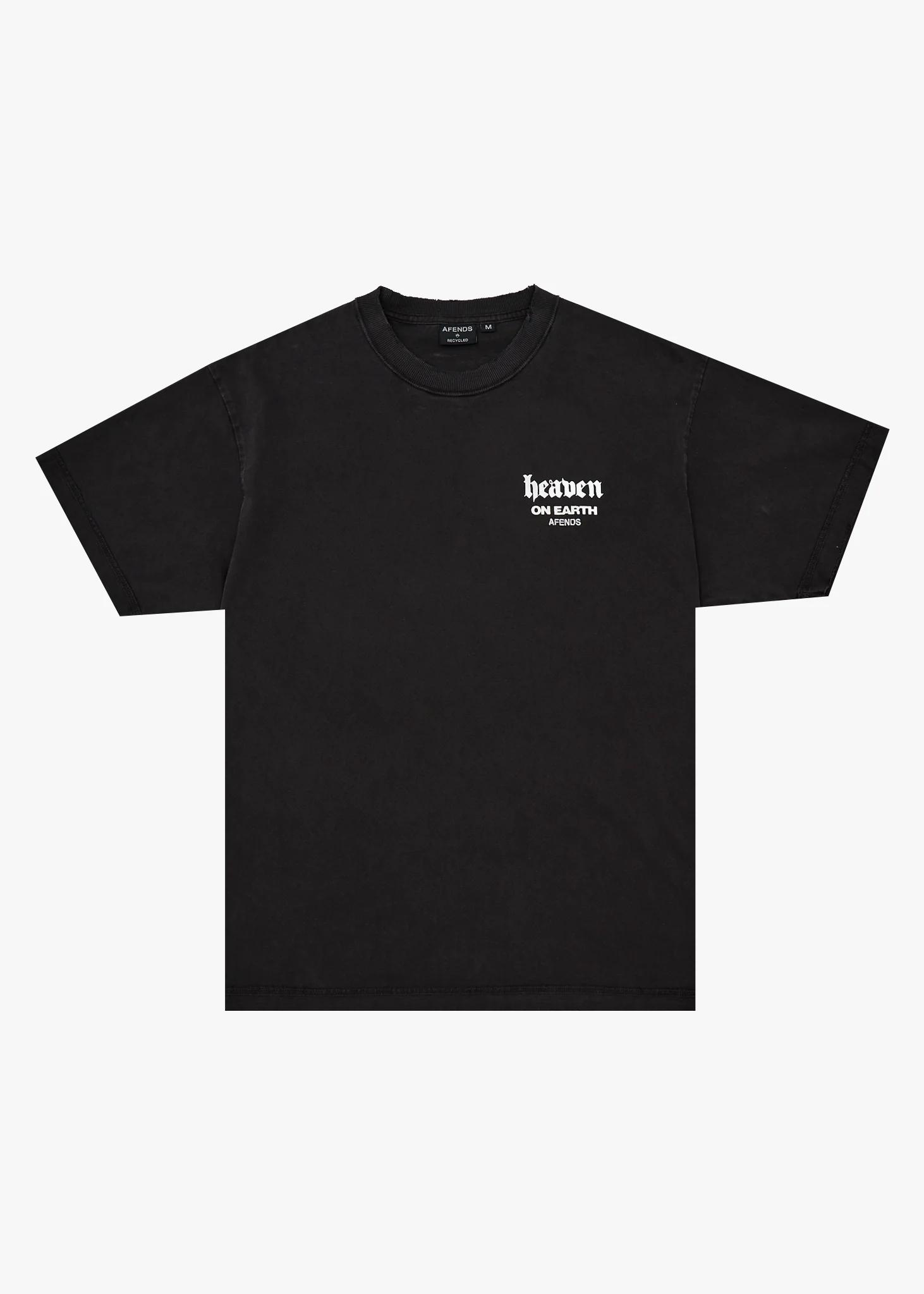 AFENDS Mens Heaven - Heavyweight Boxy Tee - Stone Black