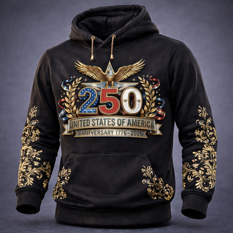 US 250th Anniversary Floral Art Print Casual Hoodie