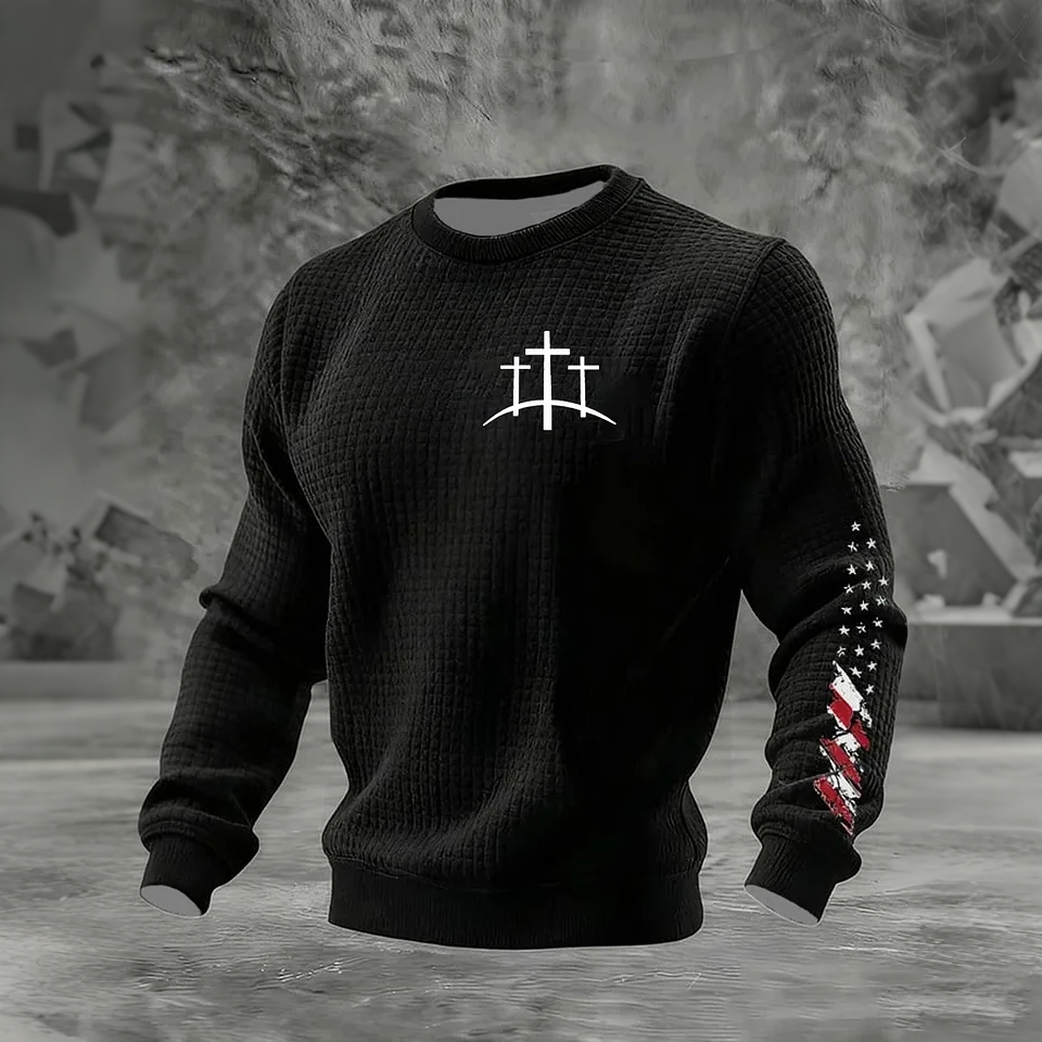 Men's Faith Cross Checkered Cotton Hoodie