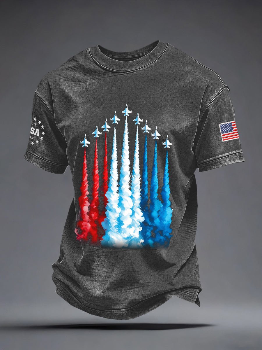 Men's America 250 – Red, White & Blue Sky Tribute Print Casual T-Shirt