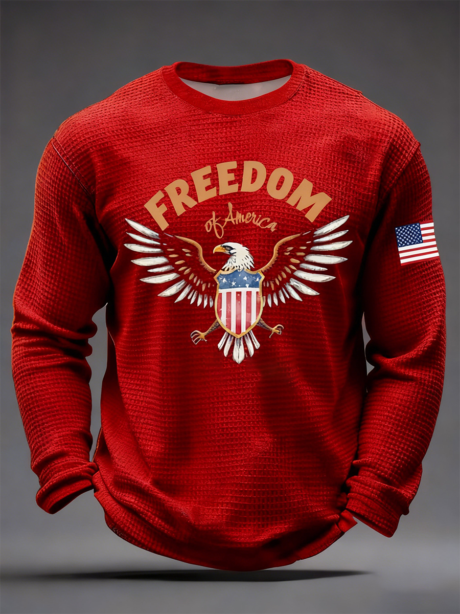 Men's Freedom Of 1776-2026Flag Waffle Long Sleeve T-Shirt