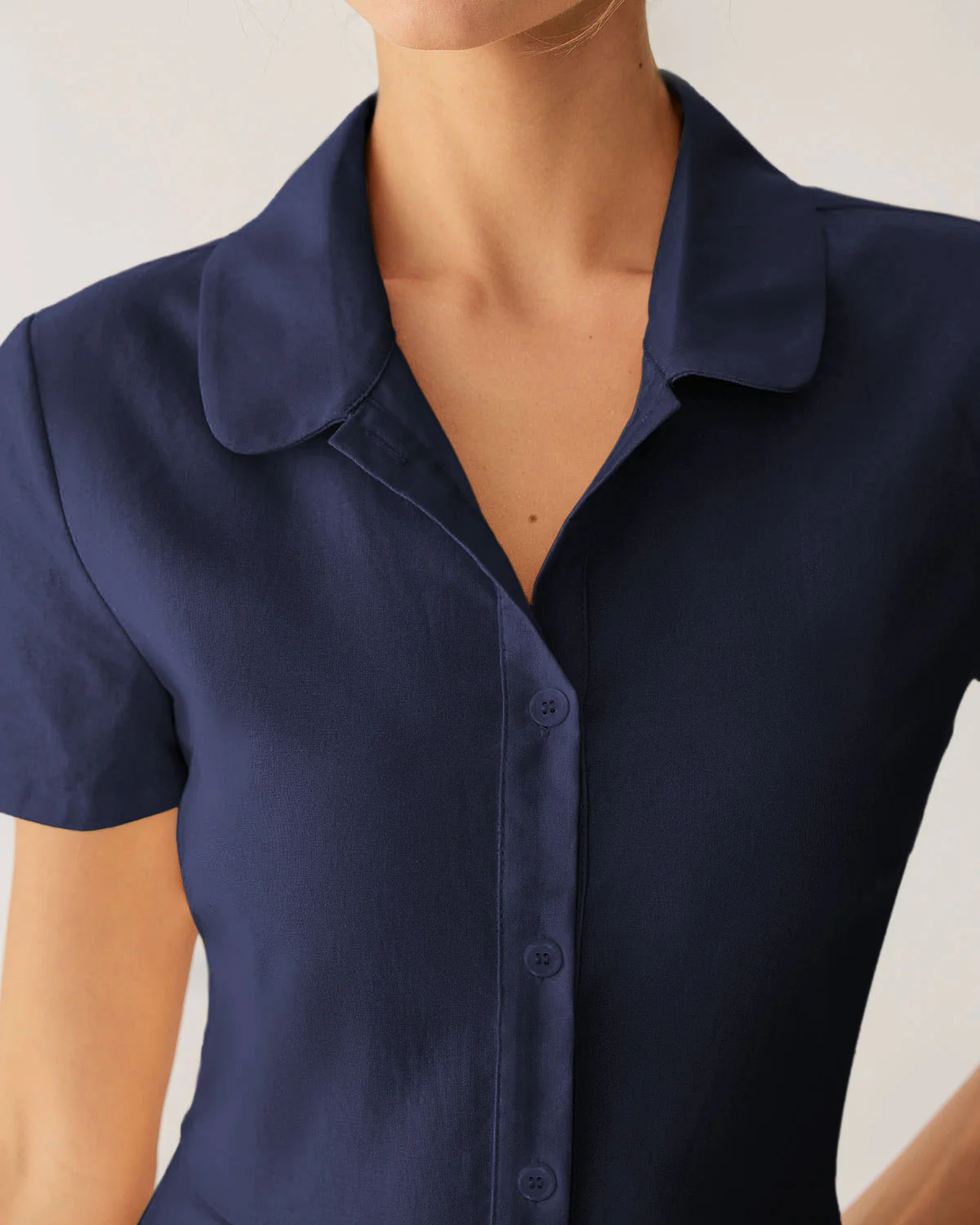 Navy Pocket Short Sleeve Midi Dress