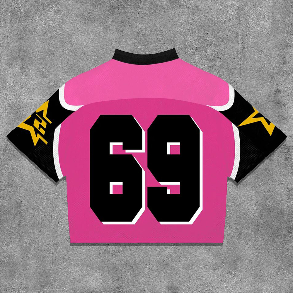 Spider Web Print Short Sleeve V-neck Jersey