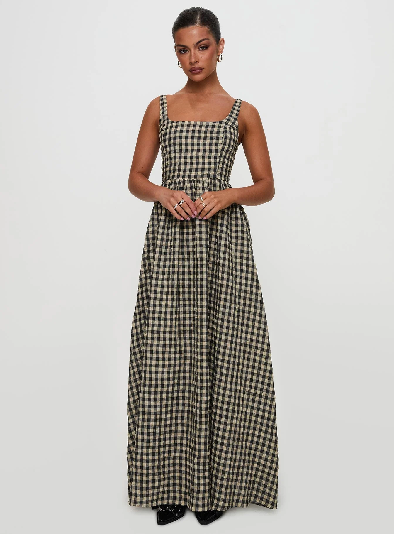 Cartmel Check Maxi Dress Black / Cream