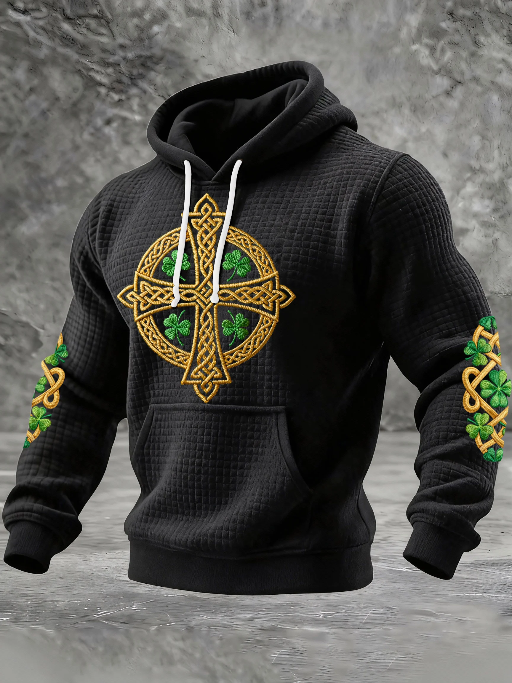 Men's St. Patrick's Day Printed Waffle Knit Hoodie-Fast Shipping