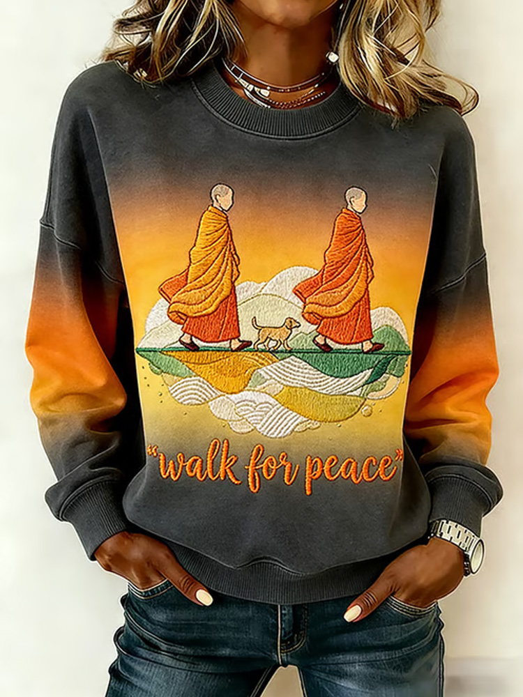 Women's  Walking For Peace Artistic Print Sweatshirt