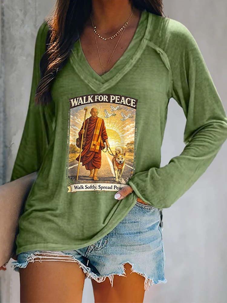 Retro Peace Walk With Monks, Aloka Peace Dogs And Printed T-shirts