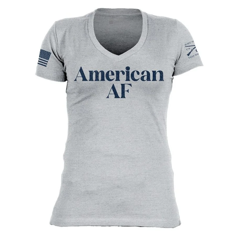 Women's American AF V-Neck T-Shirt - Heather Gray