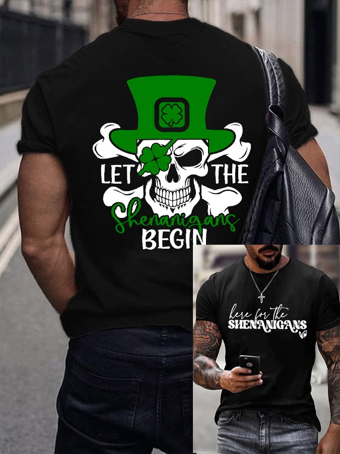 Men's Let The Shenanigans Begin Printed Round Neck T-Shirt