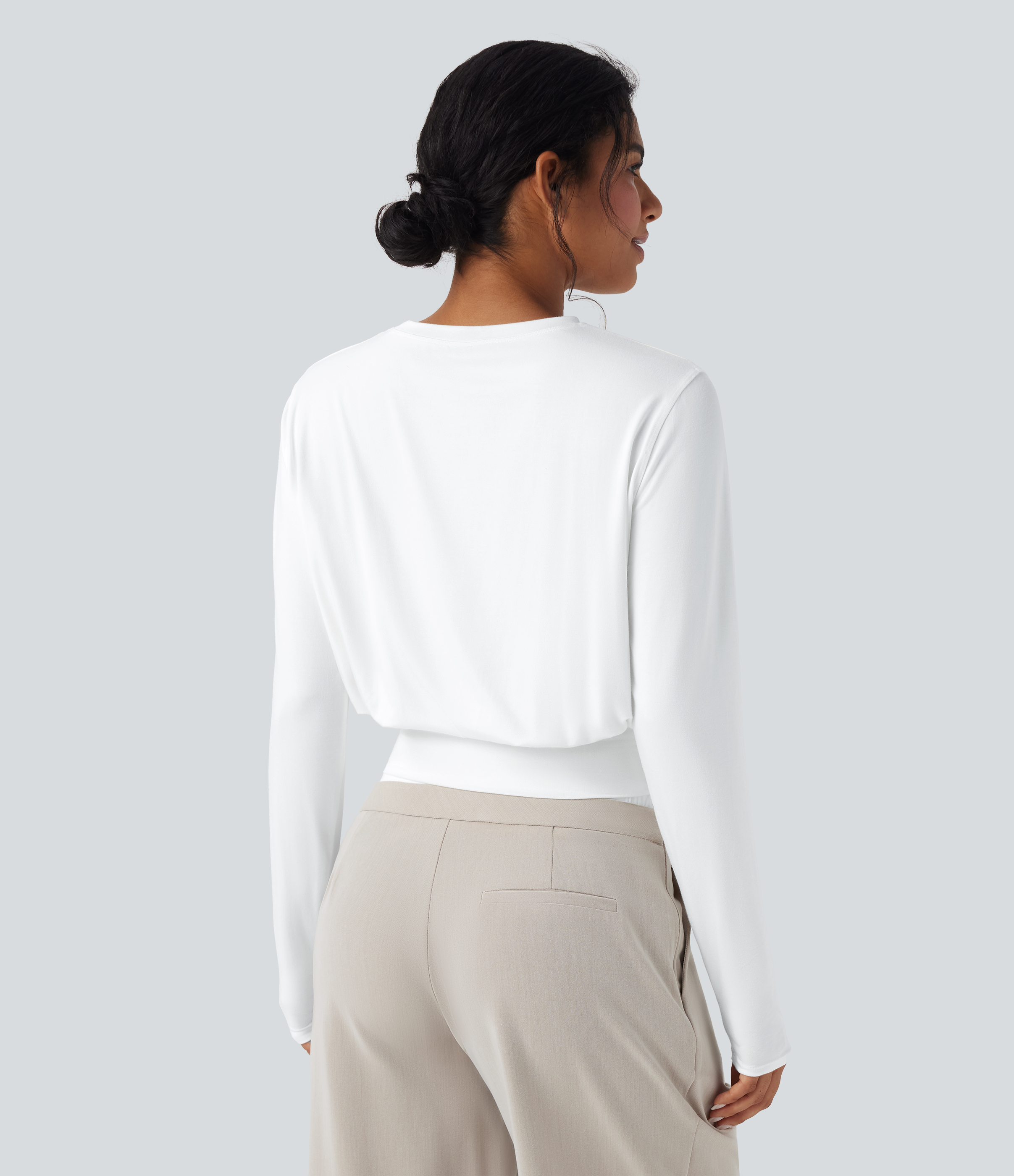 Round Neck Long Sleeve Work Top