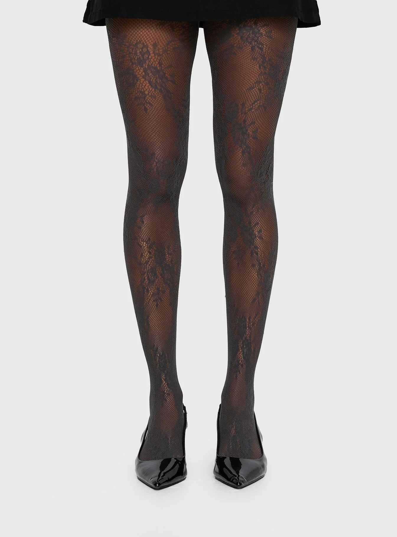 Marigolde Sheer Lace Tights Grey