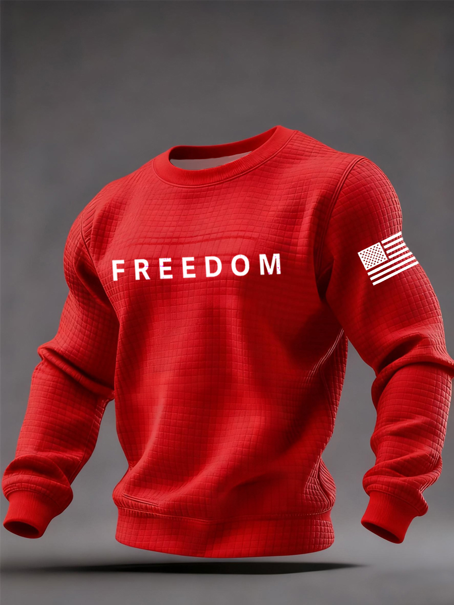 Men's Freedom  Flag Print Checkered Sweatshirt