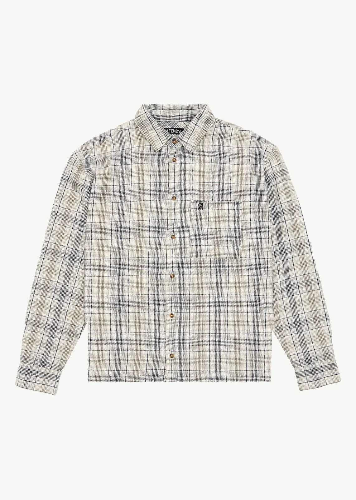 AFENDS Mens Shelter - Flannel Long Sleeve Shirt - White Check