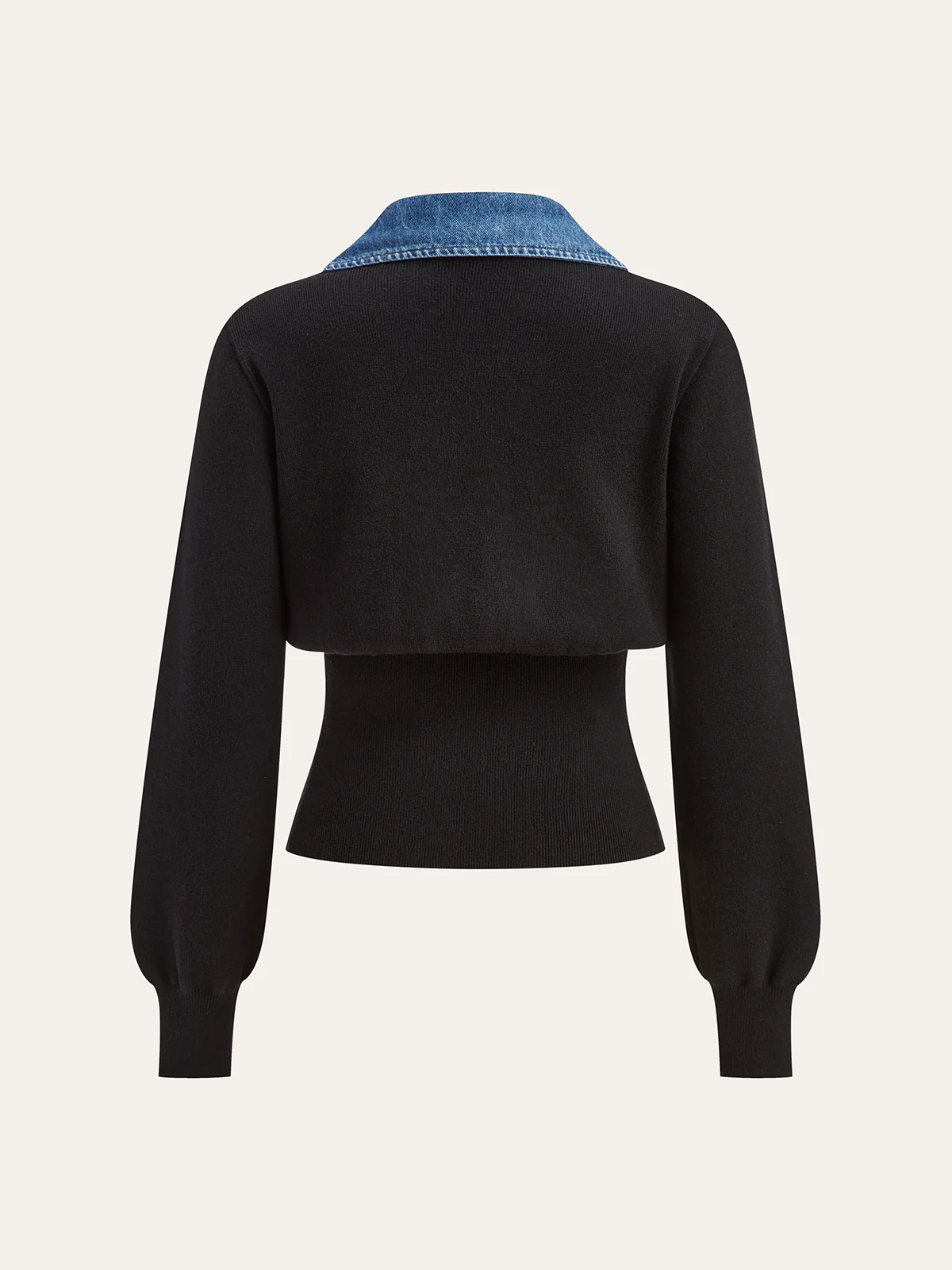 Denim Trim Metal Button Cardigan