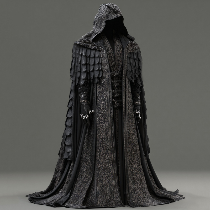 Men's Viking Dragon Scale Design Hooded Cloak