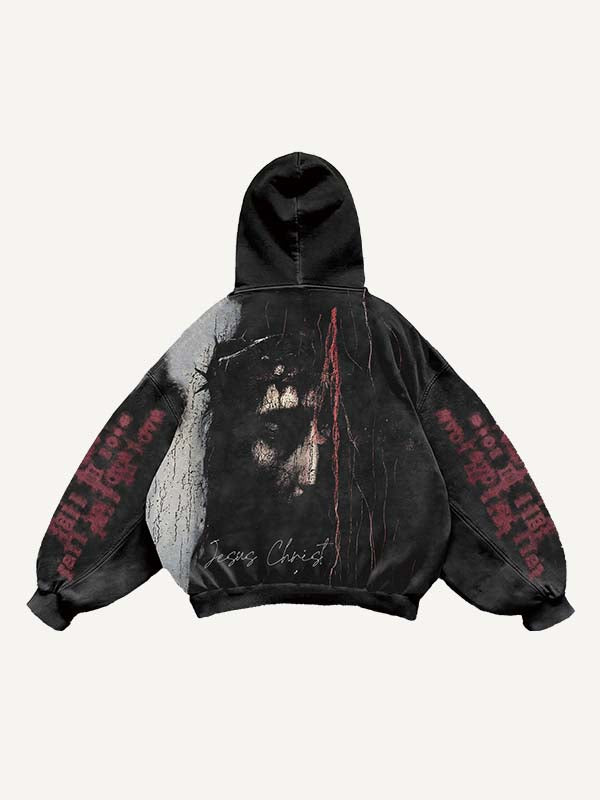Jesus&Heart&Graphic Print Slant Pockets Hoodie