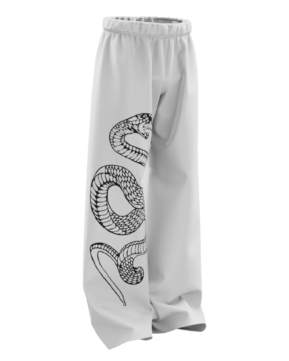 White Pythonic Unisex Straight Fit Baggy Pants