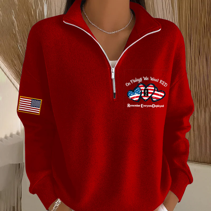 Women's Red Friday Printed Casual Sweatshirt