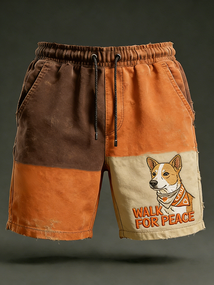 Walk For Peace Inspired Retro Colour Block Casual Shorts