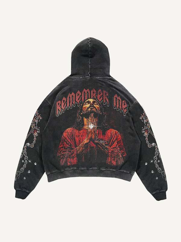 Jesus&Pray&Graphic Print Slant Pockets Hoodie