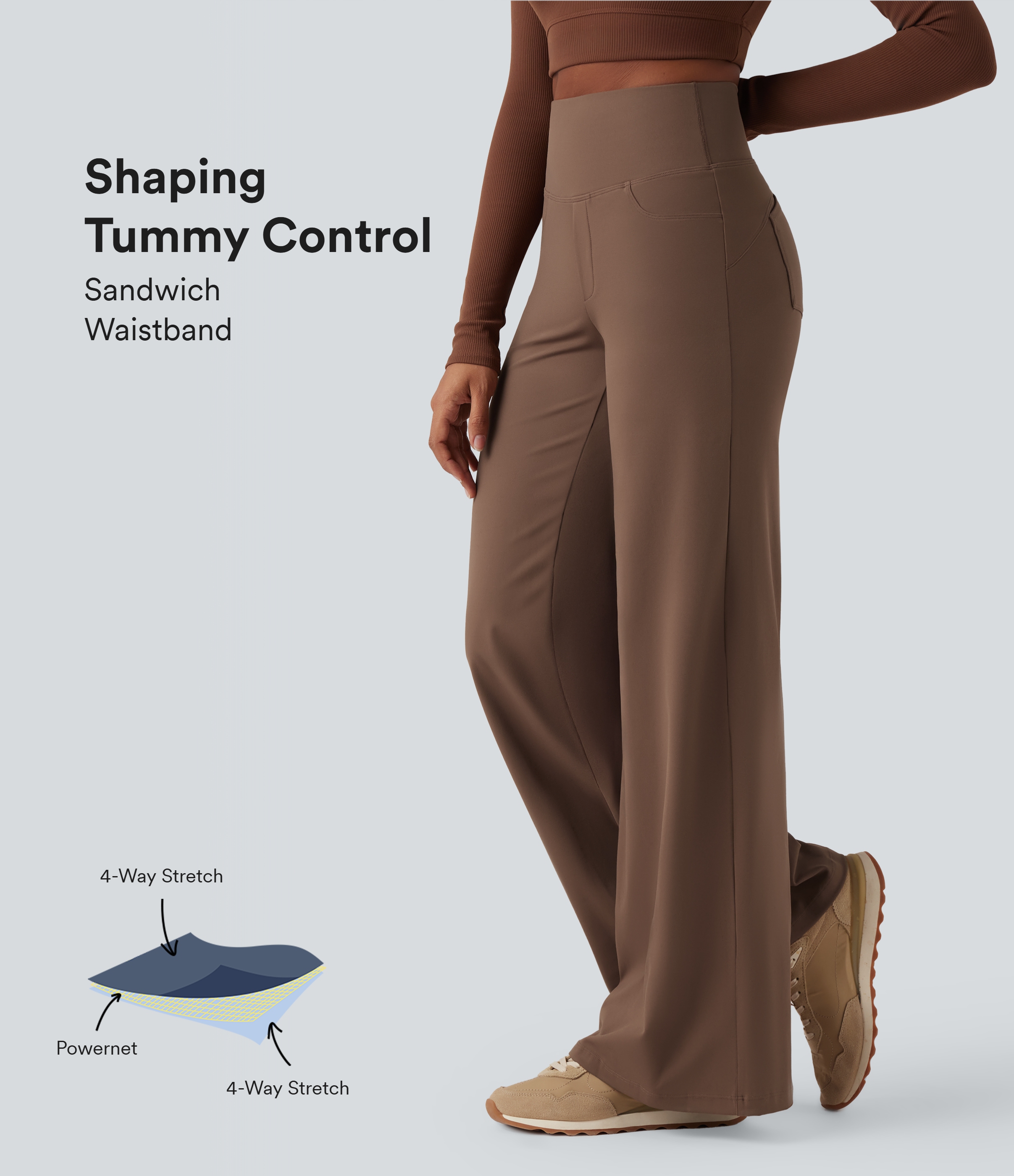 High Waisted Tummy Control Wide Leg Yoga Pants with Pockets