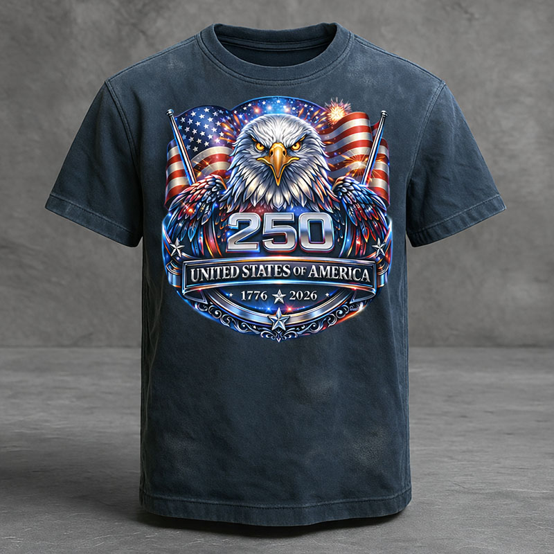 Men's US 250th Anniversary Print Casual T-Shirt