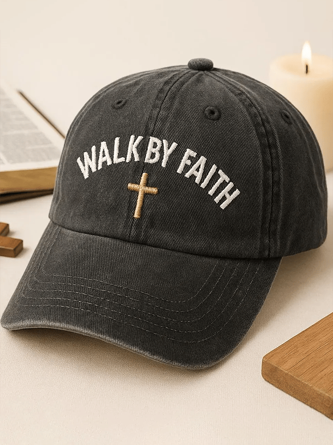 Unisex Washed Cotton Faith Print Hat