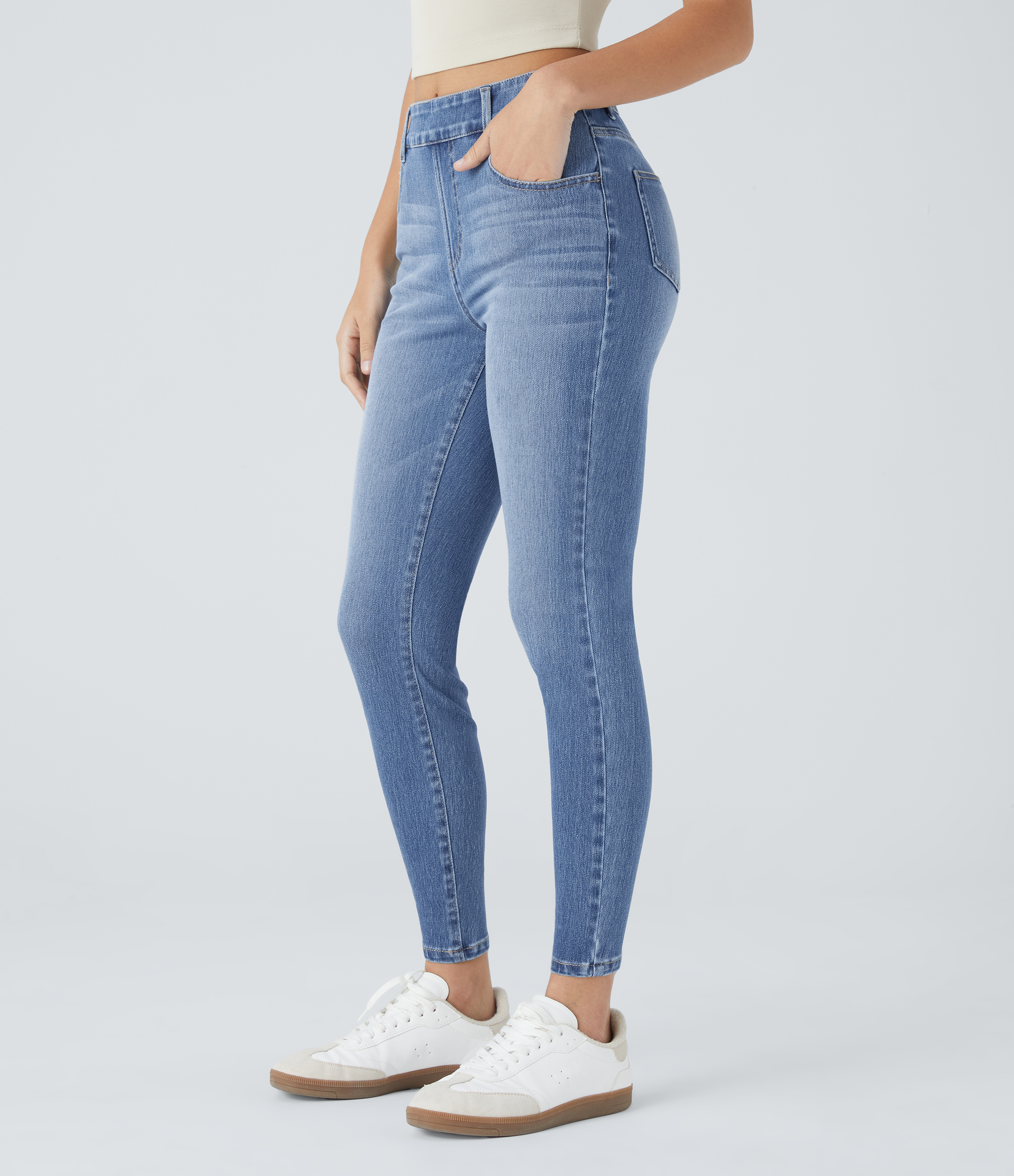 Halara Flex™ Mid Rise Pull On Pockets Casual Skinny Jeans