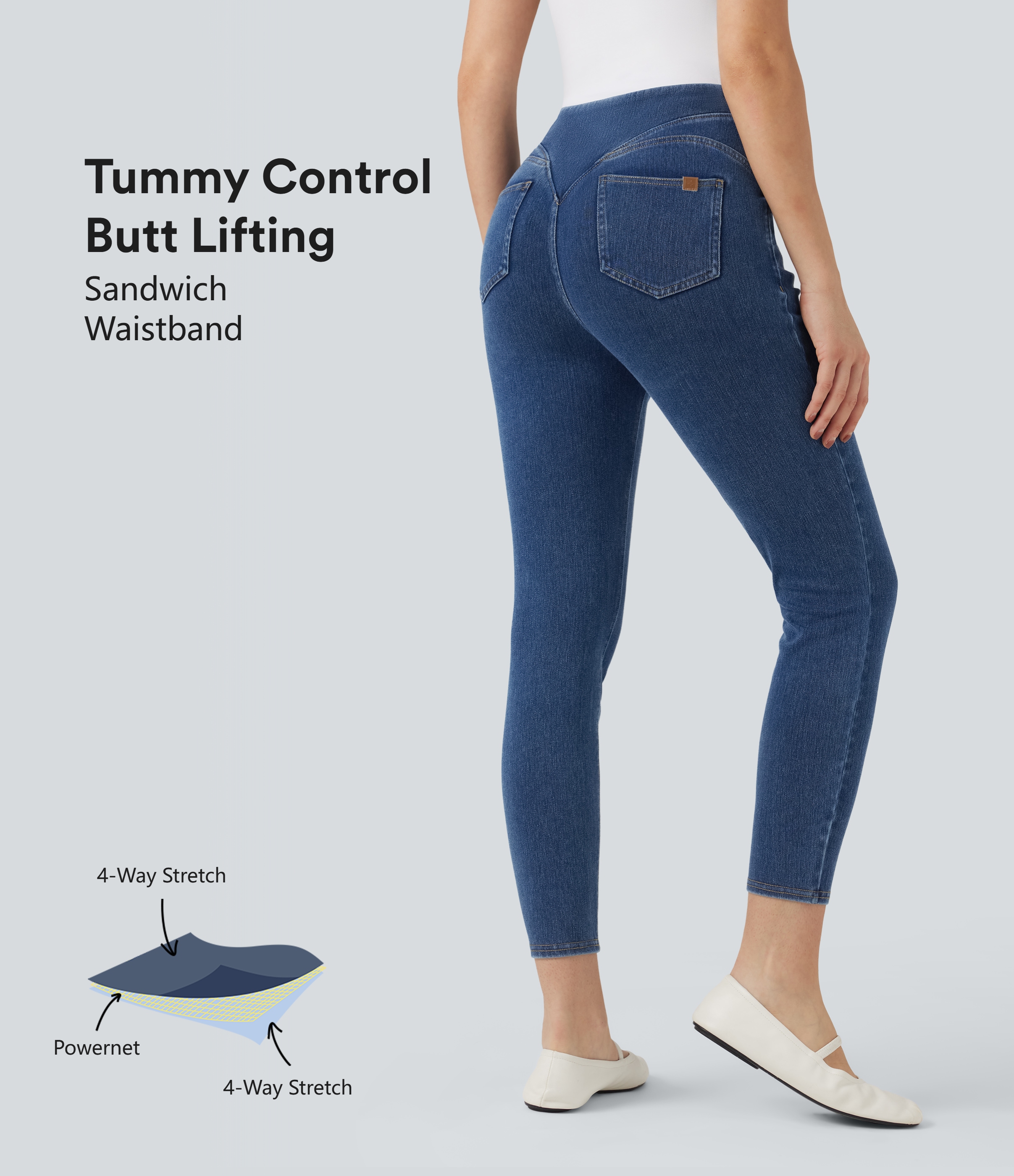 Halara Flex™ High Waisted Tummy Control Butt Lifting Denim Casual Leggings with Pockets