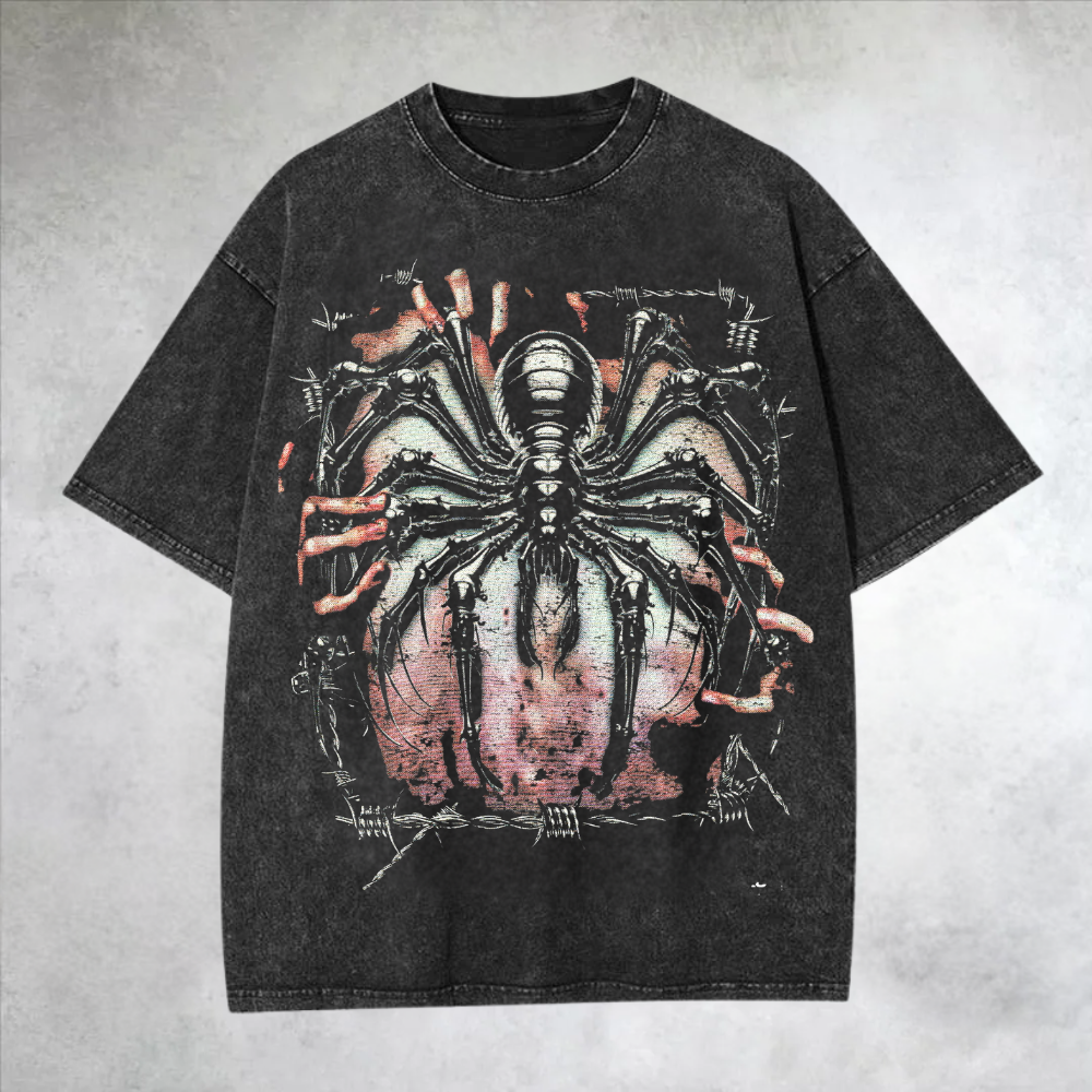 Darkness Spider Graphic Washed T-Shirt