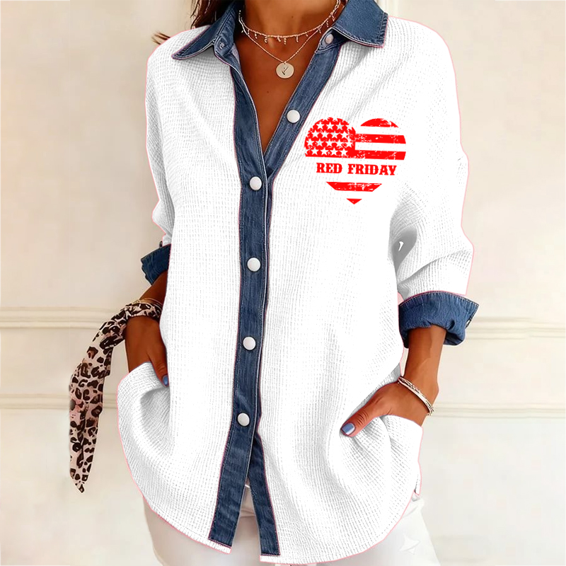 Women's Red Friday Printed Casual Shirt