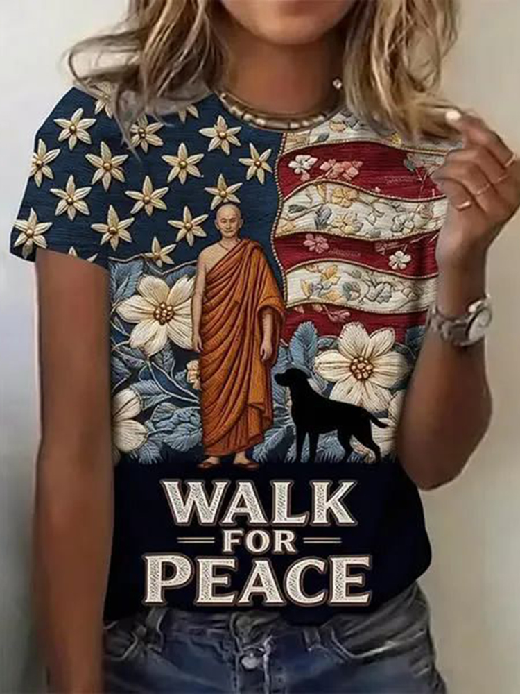 Women's Walk For Peace Aloka Printed T-shirt