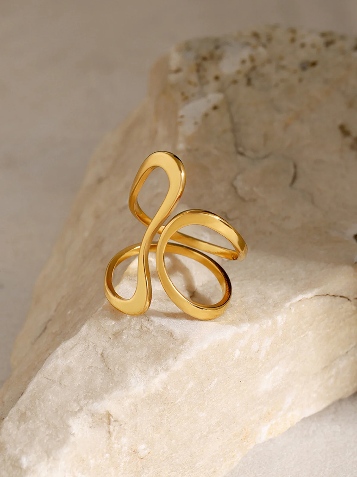 1pc Irregular Golden Whirl Open Ring