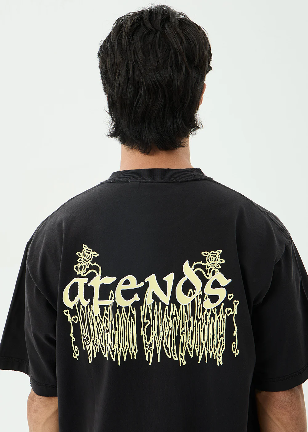 AFENDS Mens Pent-A-Gone - Heavyweight Boxy Tee - Stone Black